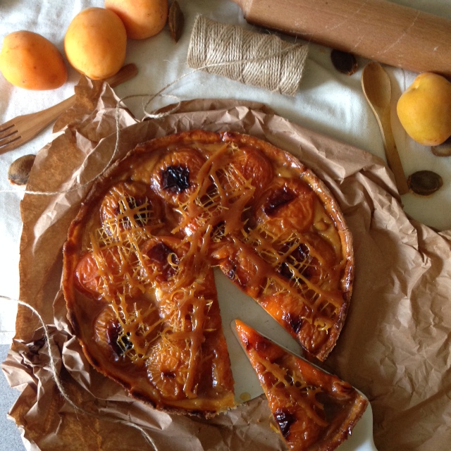 tarta de albaricoque y caramelo